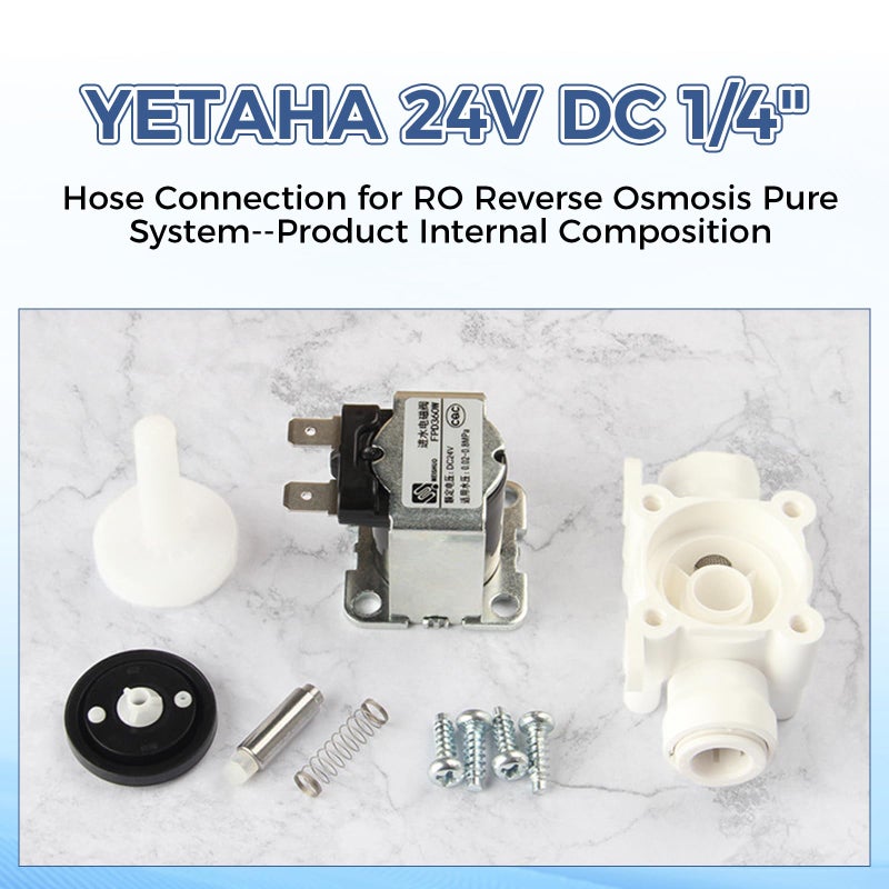 Yetaha Water Solenoid Valve, Yetaha 24V DC 1/4" Hose Connection for RO Reverse Osmosis Pure System RO Controller Normally Closed Float Switch - Image 5